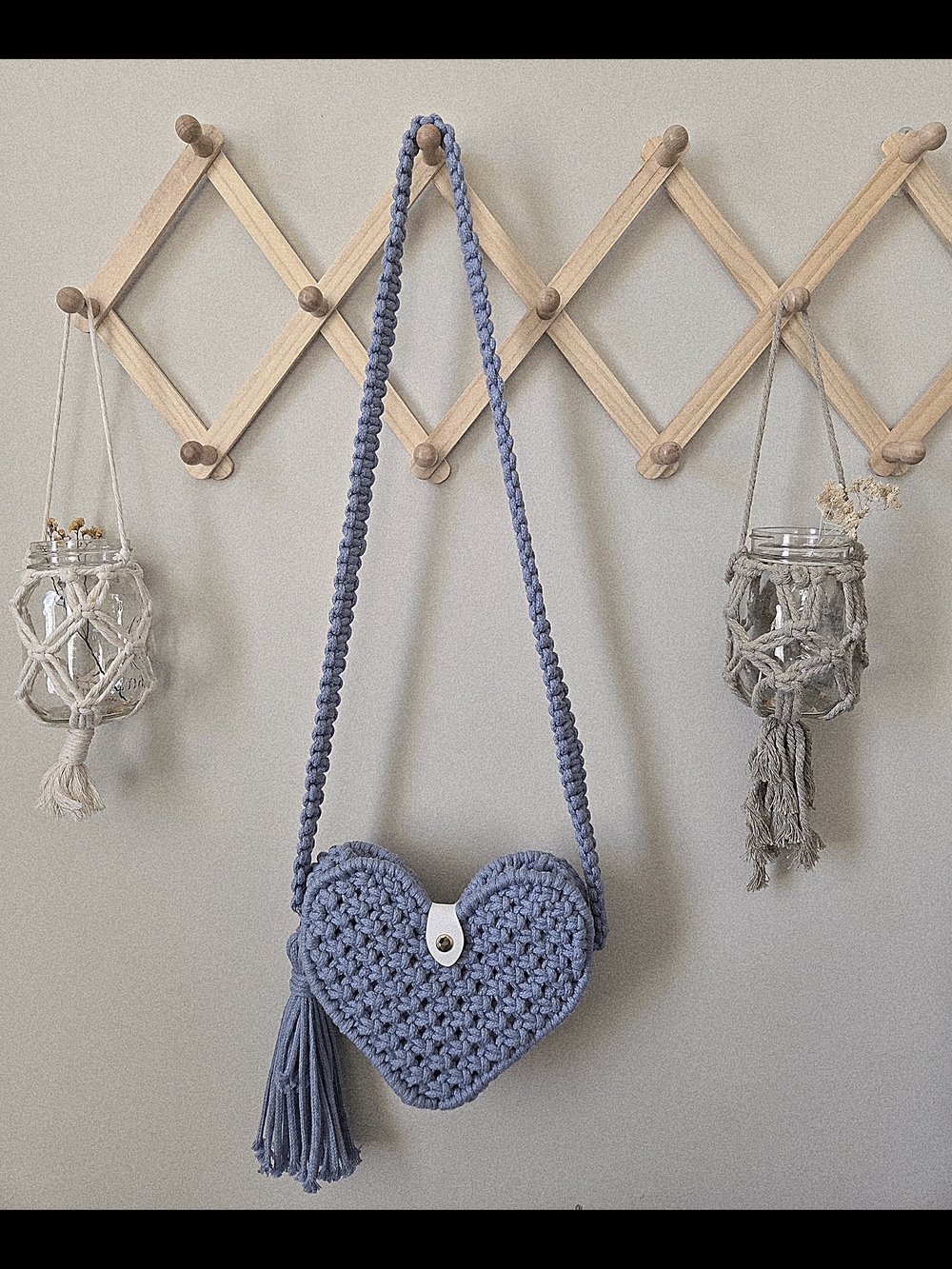 Handmade Light Blue Heart Crossbody Bag